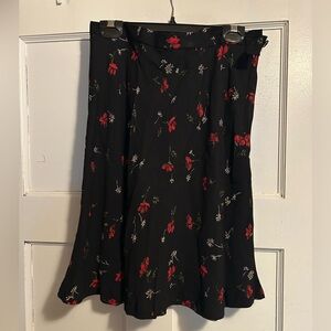 Jones New York Black Skirt with Red Floral Design